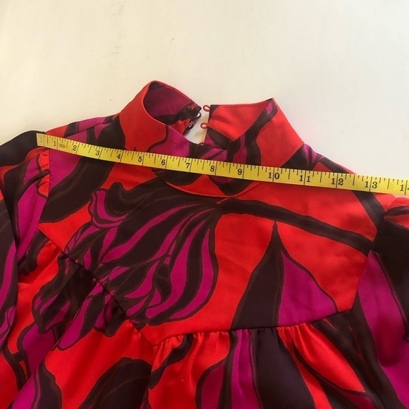 Who What Wear Bold Floral Long Sleeves Back Button Keyhole Shift Dress Size XS - Picture 12 of 15